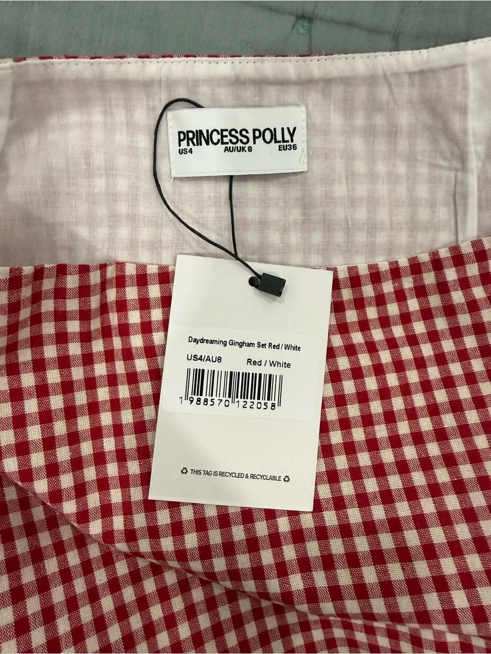 Princess Polly: Daydreaming Gingham Set Red / White - Size US 4